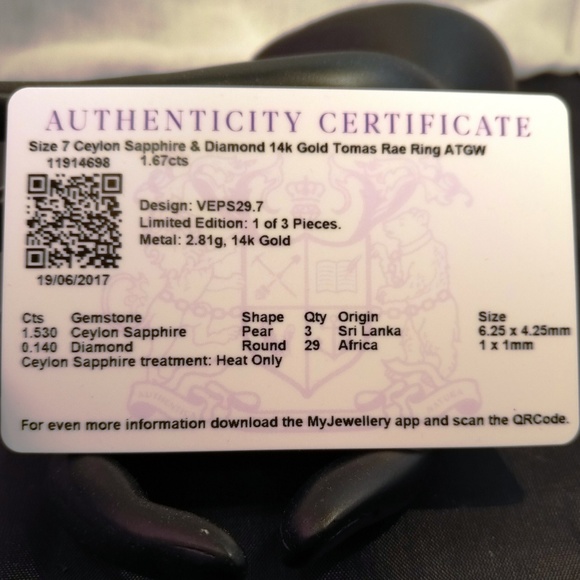 SOLD!! Genuine Sapphire & Diamond Ring 14K Gold - Picture 7 of 7